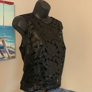 Bebe Black Floral Lace Tank Top